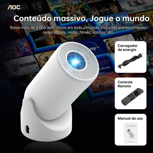 Mini Projector with WiFi and Bluetooth – Portable Full HD Projector with 4K Support & 180° Rotation