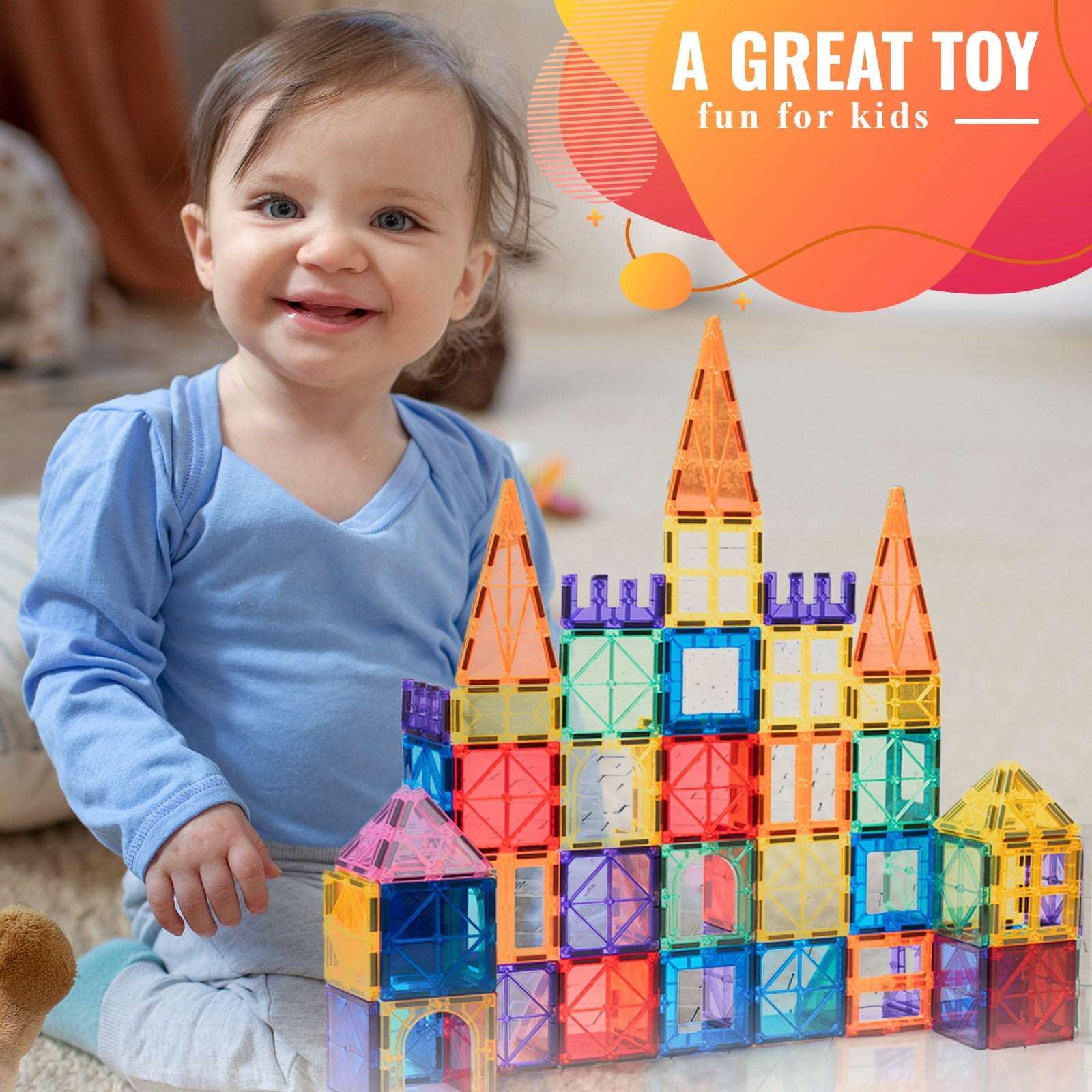 Magnetic 100-Piece  Construction Set, Montessori Toys Building Toys in Classroom Kids Toys