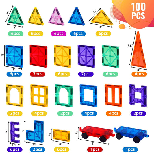 Magnetic 100-Piece  Construction Set, Montessori Toys Building Toys in Classroom Kids Toys